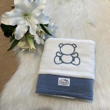 Winterdeken Teddybeer blauw